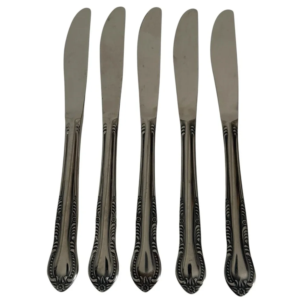 Columbia Stainless Flatware Set Made In Japan 19 Piece Beaded Edge Floral VTG